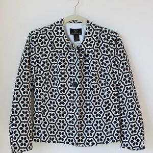 Trenz Black and White Geometric Blazer